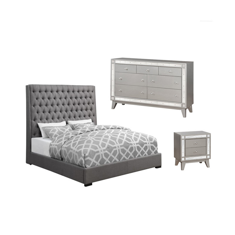 Ensemble de chambre à coucher avec commode 3 pièces Milbrey, Très grand