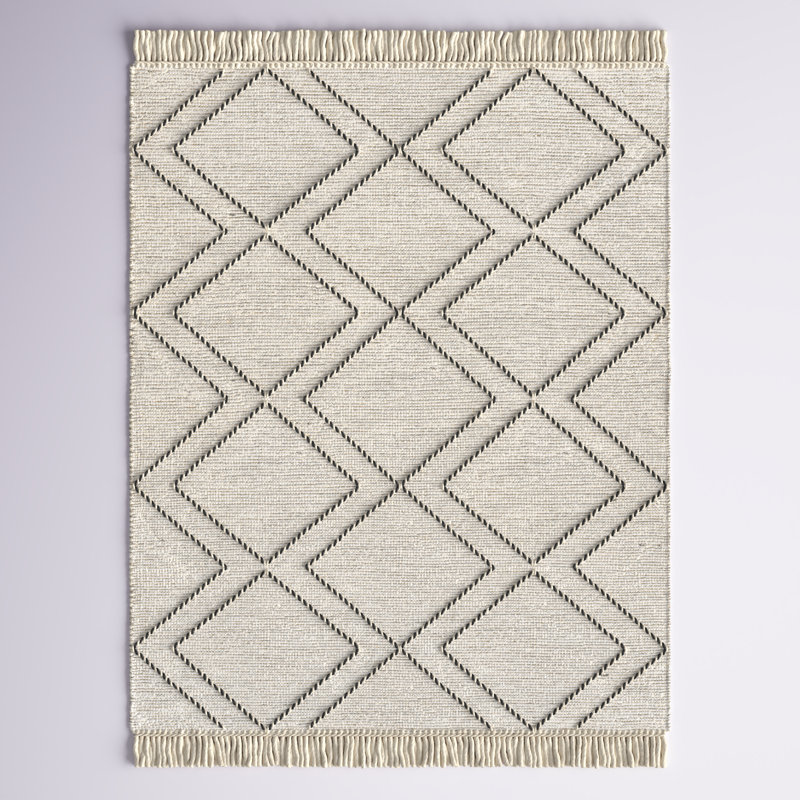 Tapis géométrique en laine / polyester à tissage plat Gagliano, Rectangle 8 pi 10 po x 12 pi
