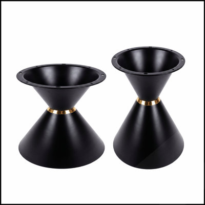Ensemble de 2 pieds de table basse en métal en forme de sablier, pieds robustes en acier au carbone pour tables gigognes à monter soi-même, fini mat avec accents dorés