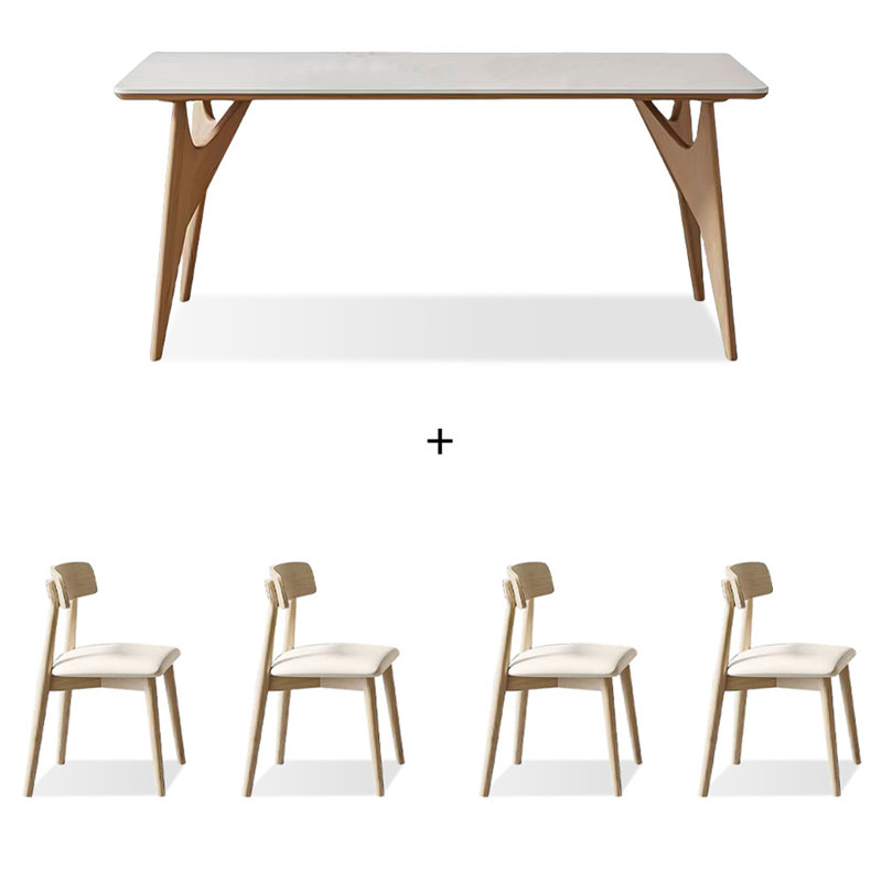 Ensemble de table de salle à manger pour 4 personnes Burlywood, H 29,53 po x l 55,12 po x P 31,5 po