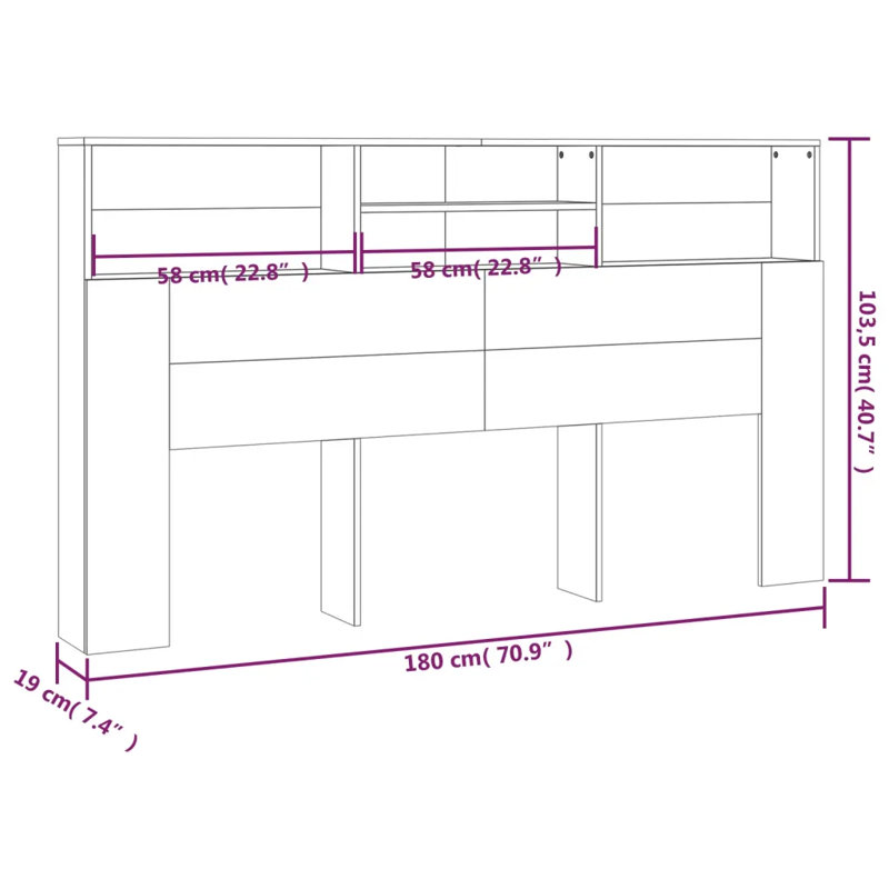 Melby Headboard Cabinet, Black, Super King (6')