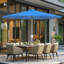 Parasol de patio électrique 9 pi, parasol de table extérieur, parasol de jardin, parasol de marché avec 8 nervures robustes, bleu-810281276