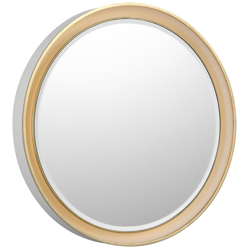 Tricia Illuminated Round Mirror, 24" x 24", Matte White/Gild