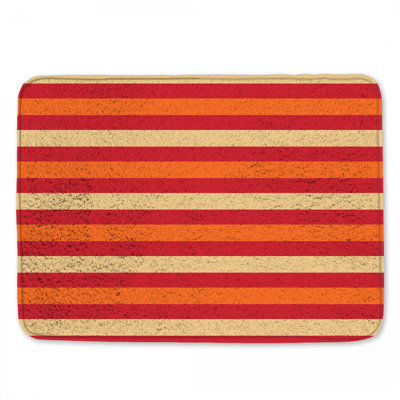 Red Orange Beige Stripes Bath Mat