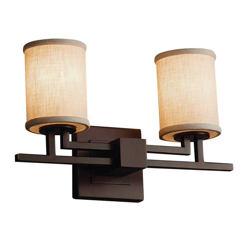 Éclairage pour meuble-lavabo 2 lumières à crochet rouge avec bord plat, Crème, Bronze foncé