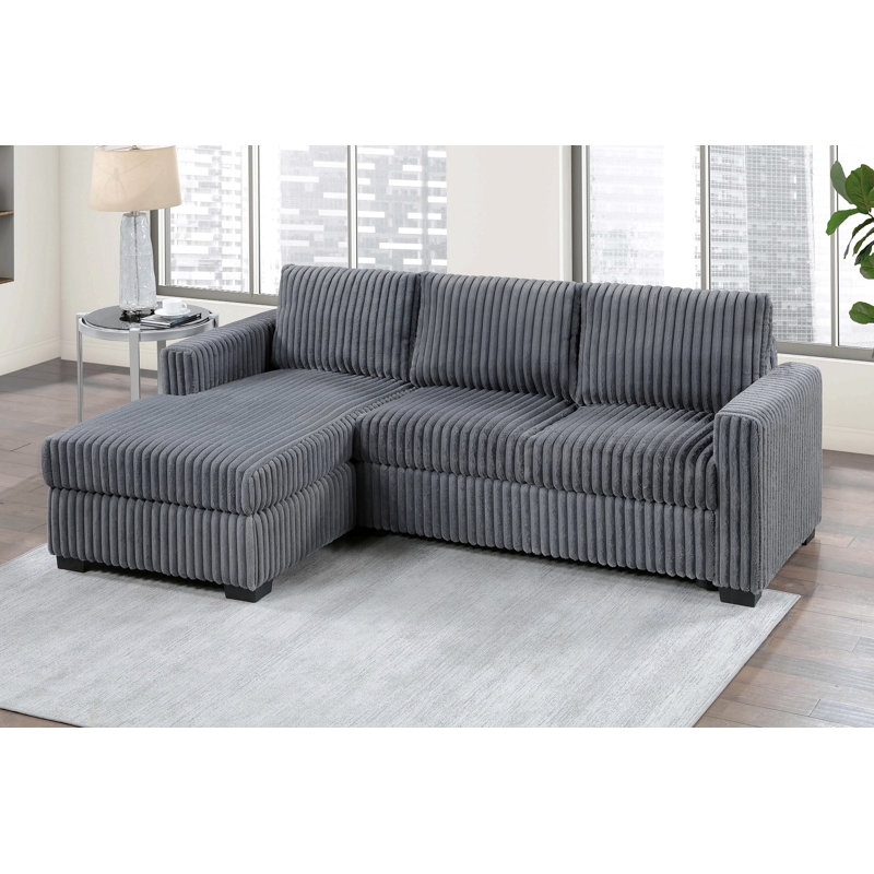 Canapé modulaire de style contemporain 2pc, Gris foncé