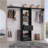 Closet System, One Drawer, Three Metal Rods, Five Open Shelves, Black