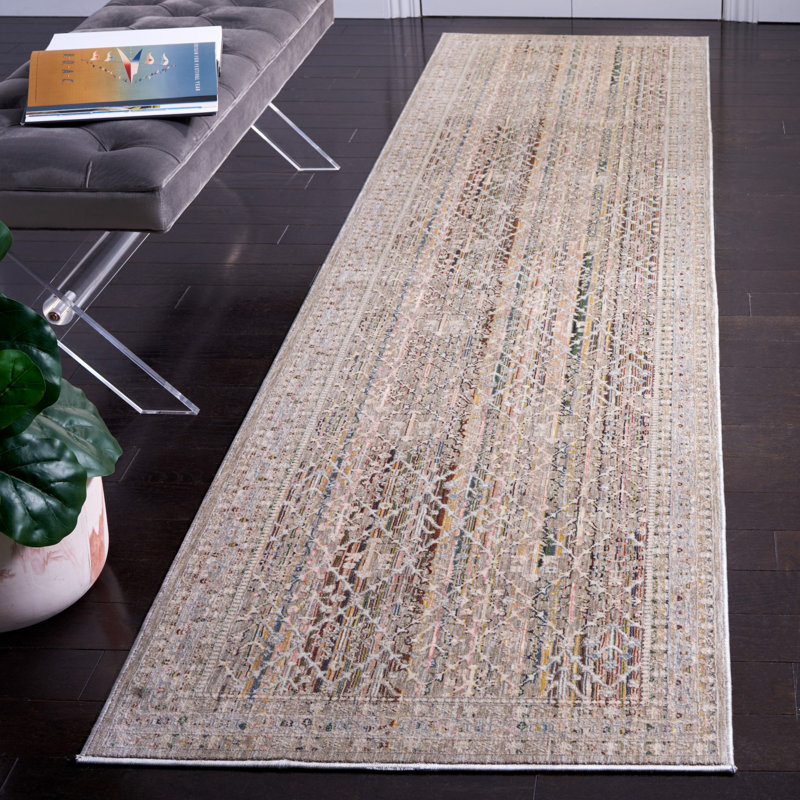 Tapis ivoire / bleu Princeton 915, Tapis de couloir 2 pi 7 po x 10 pi