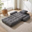 Foldable Corduroy Floor Convertible Chair with Adjustable Armrests - Convertible Sleeper Chair - Grey