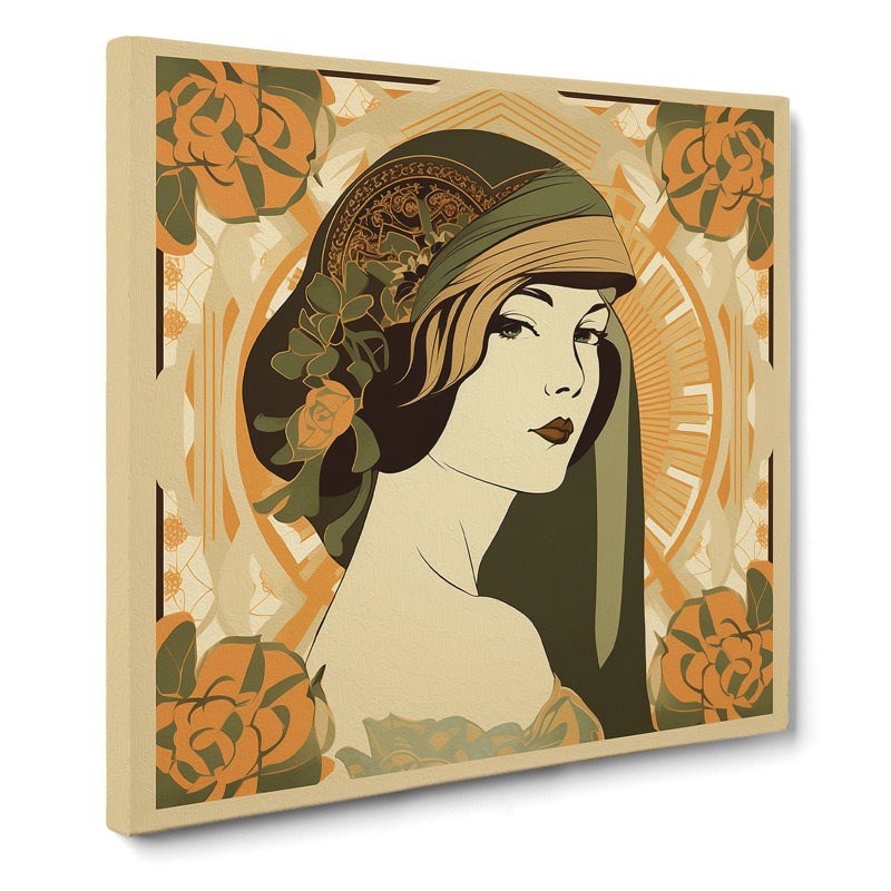 Art Deco Woman Art Nouveau - Print, 35cm H x 35cm W x 3cm D