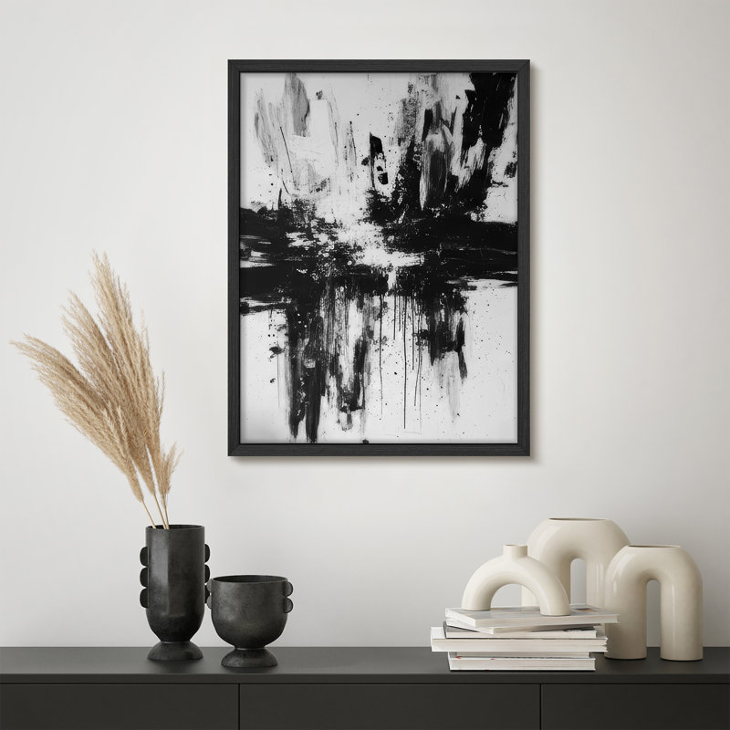 Reproduction d'art encadrée abstraite pour décoration intérieure moderne, H 16 po x l 12 po, Naturel