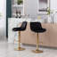 Repose-pieds chromé et base pivotante en velours à hauteur réglable et tabouret de bar simple doré, ensemble de 2, noir-362804692
