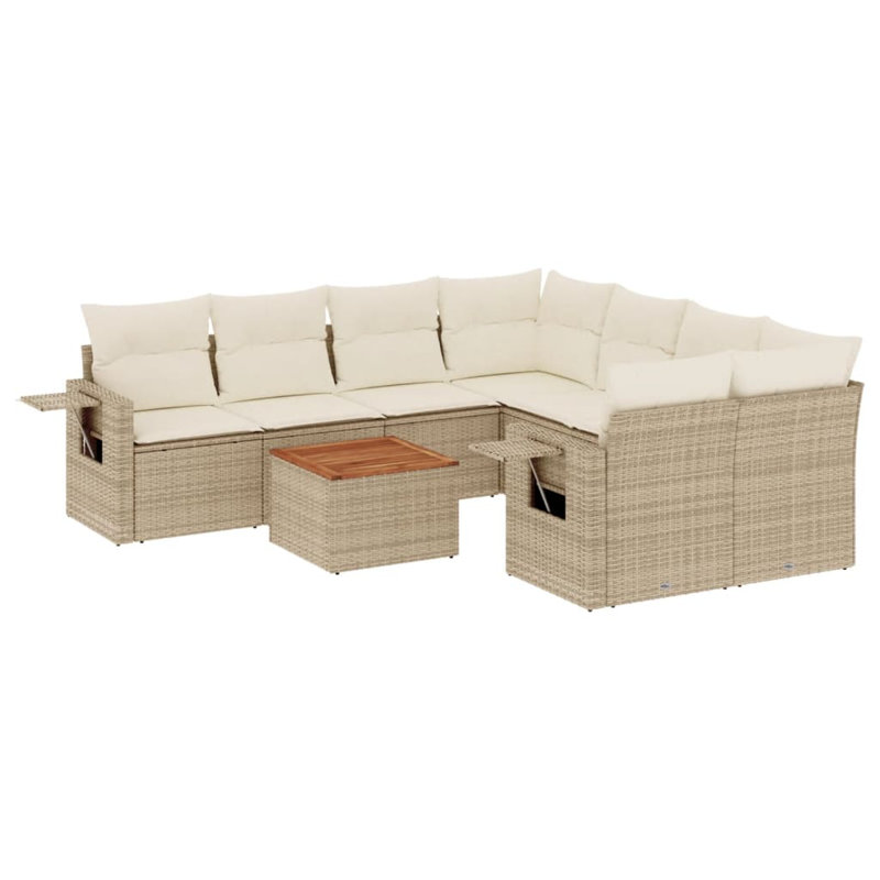  Ensemble de canapé de jardin modulaire en PE rotin beige, Blanc, crème, Beige