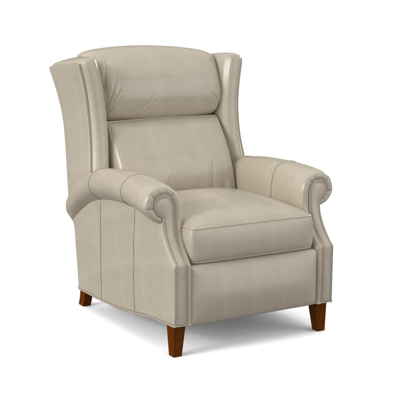 Broderick Recliner, #9 Pewter, Aline Light Gray Stonewash Genuine Leather, New Classiques