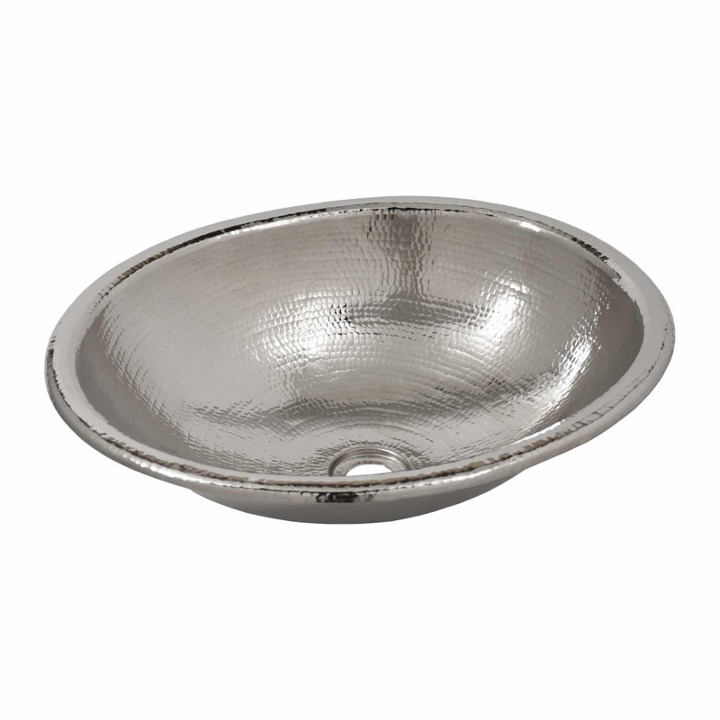 Rolled Copper Oval Drop-In Bathroom Sink, Polished Nickel