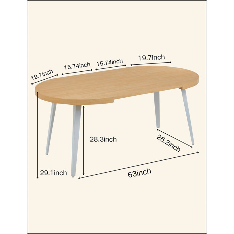 Extendable Table,DINING TABLE,OFFICE TABLE,COFFEE TABLE,Metal Leg,MDF Top, Oak, White