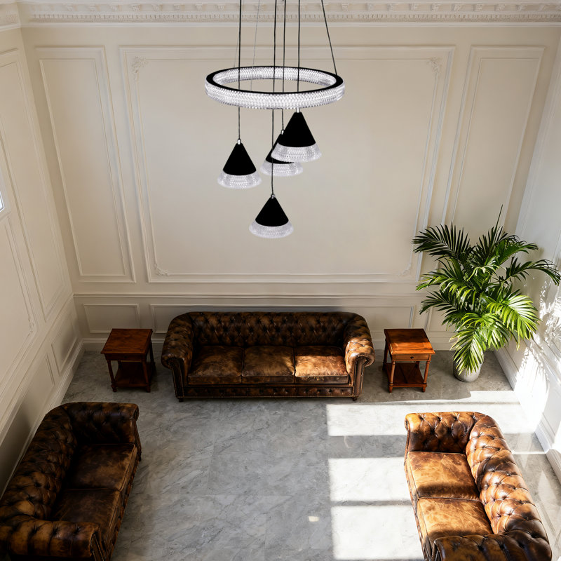 Luminaire suspendu moderne à 4 lumières à DEL, 3 couleurs, chaîne réglable pour salle à manger, salon, chambre à coucher