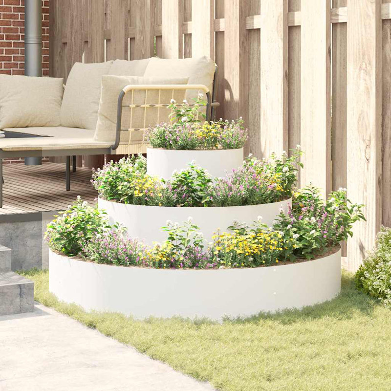 Garden Planter Anthracite 20 Cm Steel, 20cmH x 120cmW x 120cmD, White