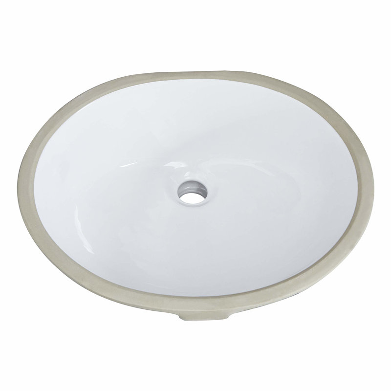 Rust Ceramic Lavatory Sink For Decoration - Oval Undermount, White, Heat, Stain, Scratch With Overflow White Bathroom Undermount Ceramic, Scratch, , Installed