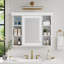 Armoire de rangement murale moderne pour salle de bain de 90 cm (35,5 pouces) avec porte-miroir et 6 tablettes ouvertes-495600345