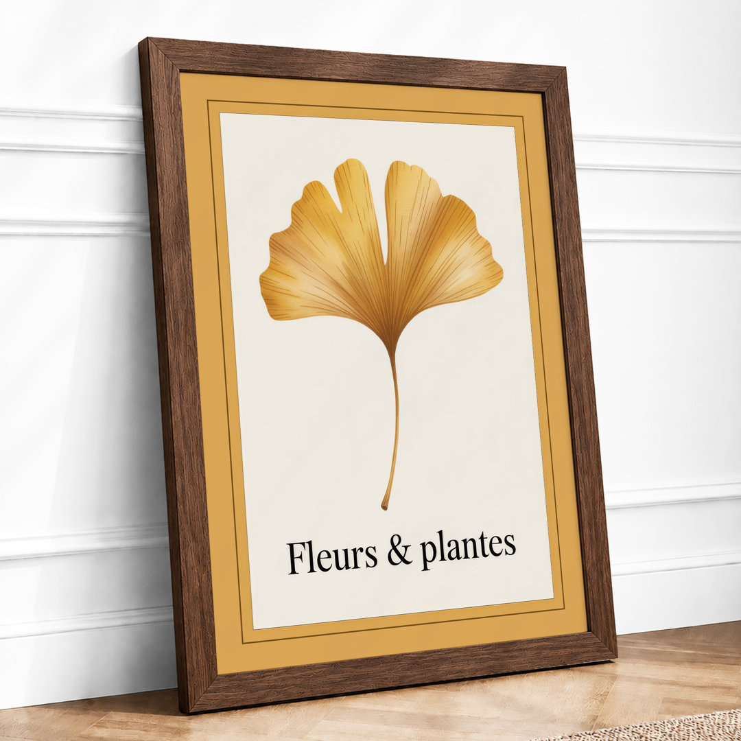 Gilded Ginkgo Leaf Botanical - Framed Print