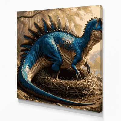 Dinosaur Oviraptor Brown Canvas Wall Art