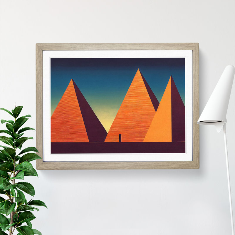 Attractive Pyramids - Single Picture Frame Print, Oak, 34cm H x 46cm W x 2cm D