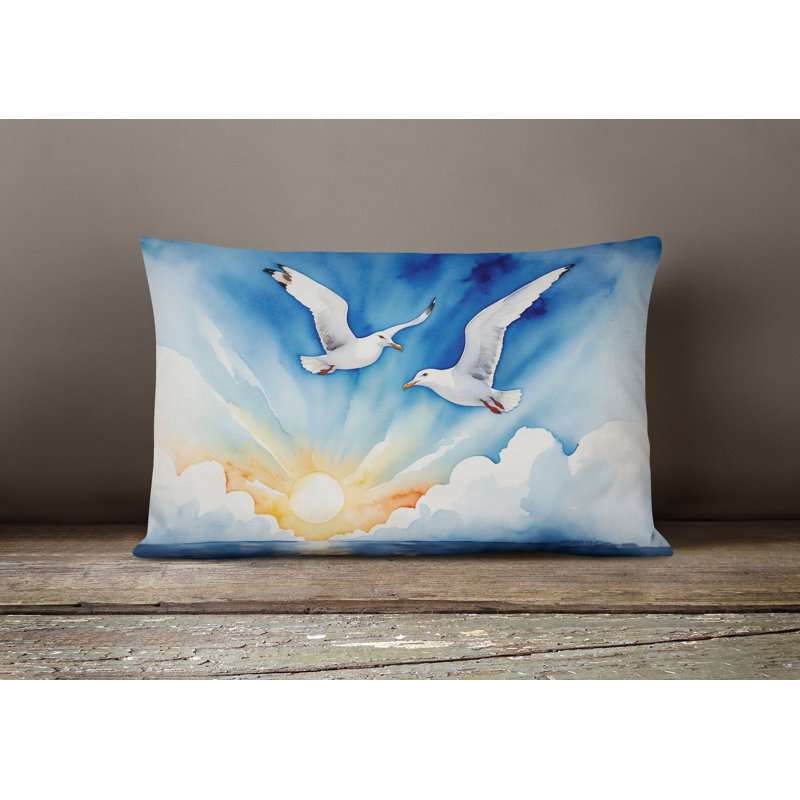 Gulls Soaring High Throw Pillow, Rectangle 12"H x 16"W