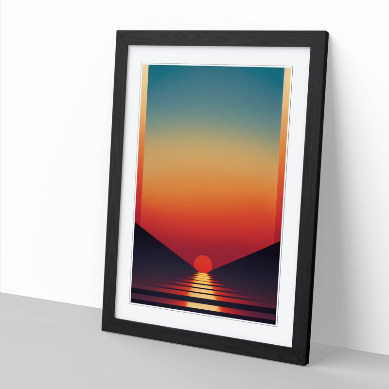 Sunset Minimalism Vol.2 - Picture Frame Print, 46cm H x 25cm W x 2cm D, Walnut
