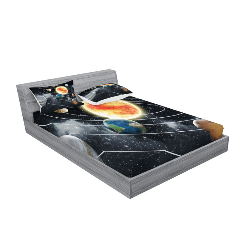 Multicolore ensemble de draps et taies décoratives Ambesonne Outer Space, Ensemble de draps pour lit double avec 4 taies d'o