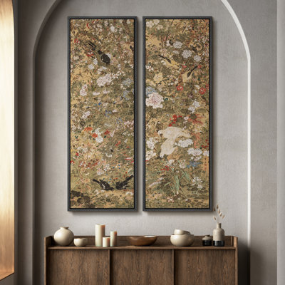 Vintage Landscape Wall Art - 20x60 inches Framed Canvas Set of 2