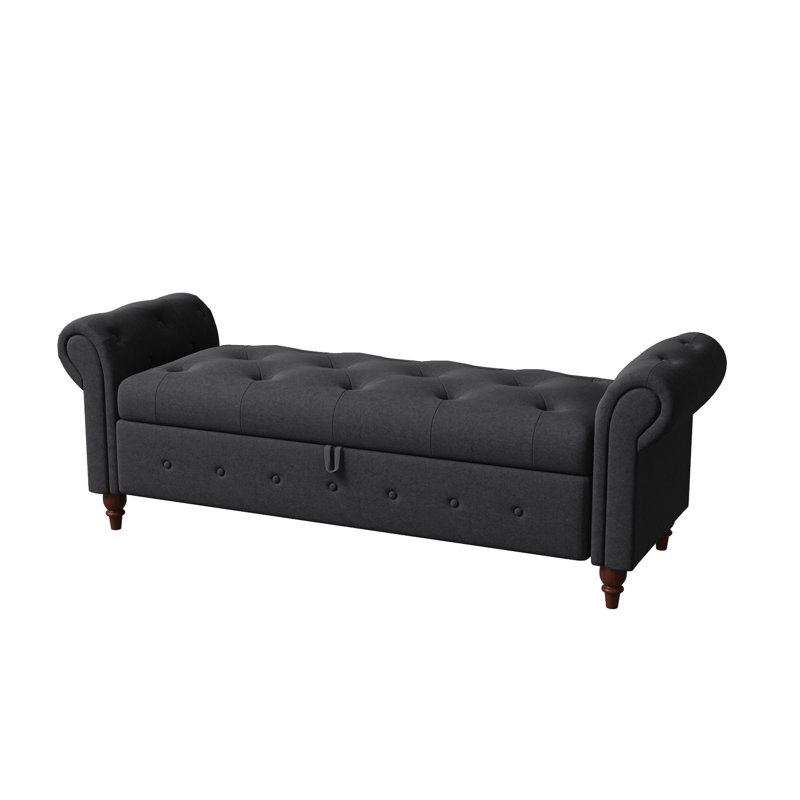 Banc de lit 63 po en tissu doux, Gris foncé