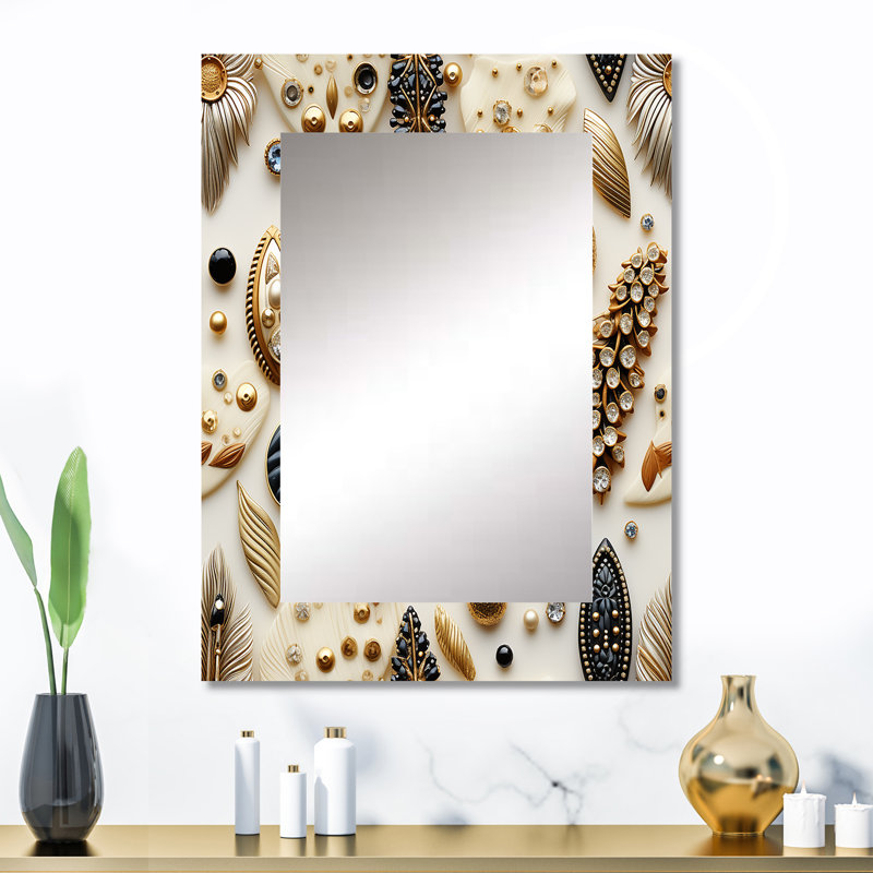 Pierre botanique chic Cheilon Boho - miroir boho, miroir mural unique Boho, reproduction d'art en métal, 32 po x 24 po