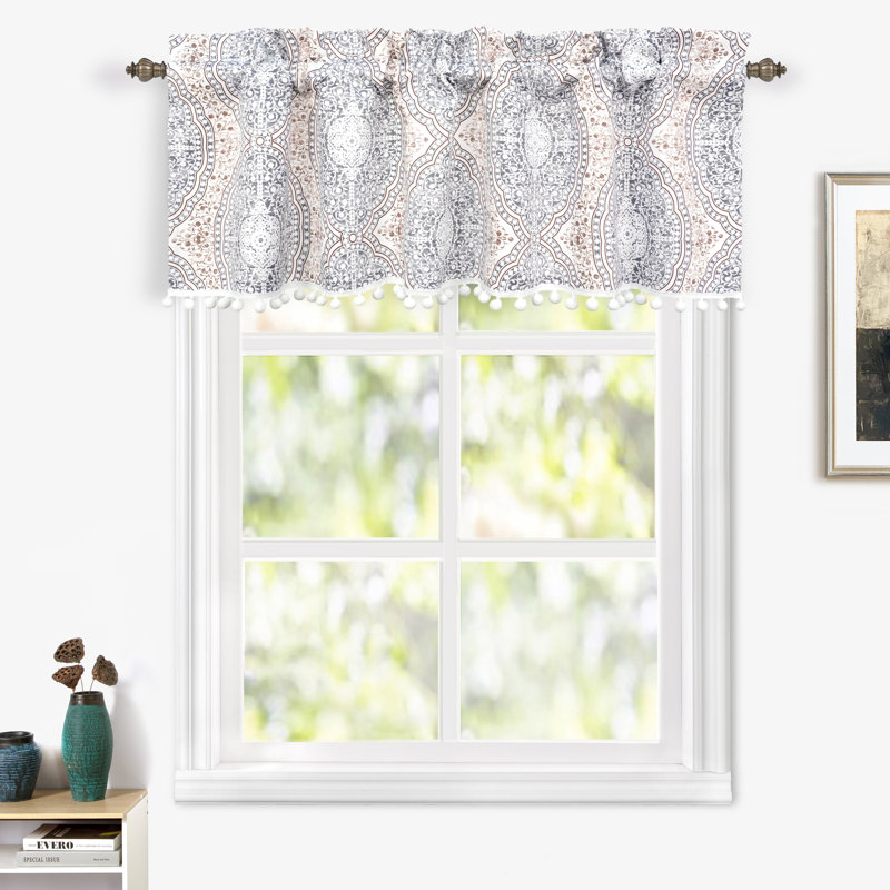 Cantonnières de fenêtre Zambrana, Beige/gris, L 52 po x L 15 po