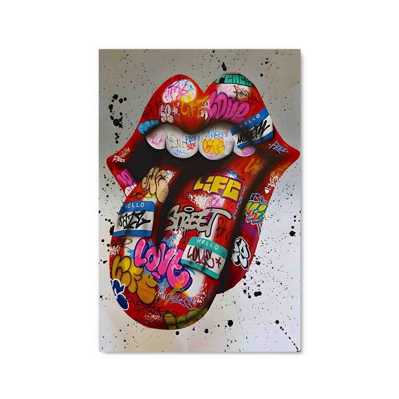 " Graffiti Rolling Stones Logo ", 36" W x 24" H