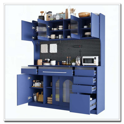 Freestanding Buffet Hutch Large Coffee Bar Storage Cabinet