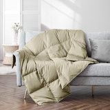 Soft Feather Down Throw Blanket Lightweight Packable Couch Throw For Indoor And Outdoor Use, 50"X70", Beige