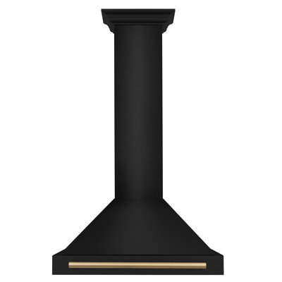 ZLINE 30 in. Autograph Edition Black Stainless Steel Wall Mount Range Hood W/ Accent Handle