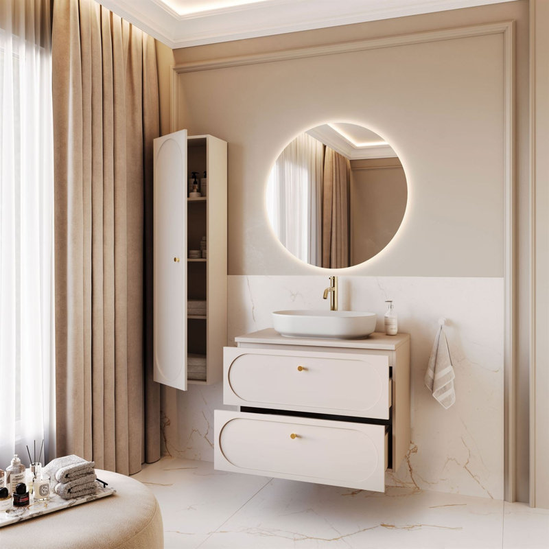 Bathroom Vanity with Basin, IVORY Vanity Unit 80 cm