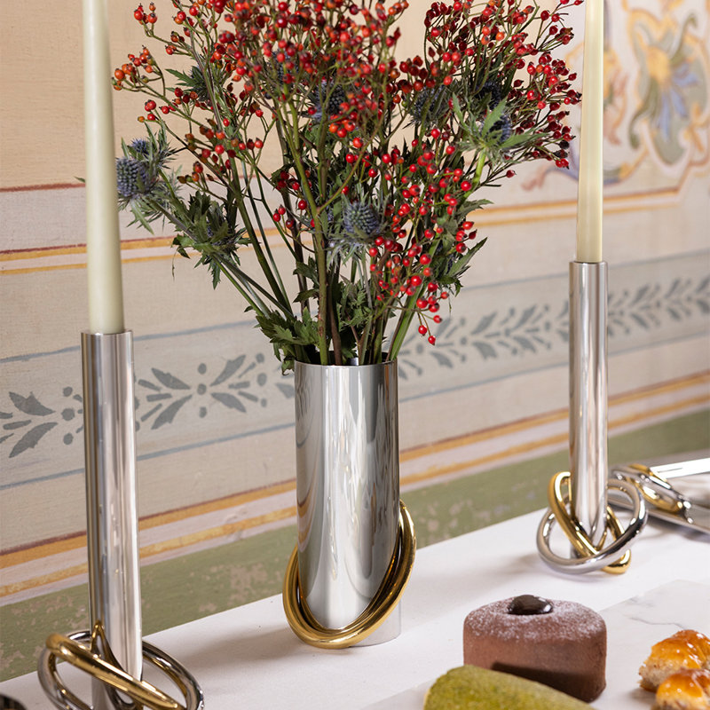 Ring Stainless Steel Table Vase, 8" H x 3.9" W x 3.9" D
