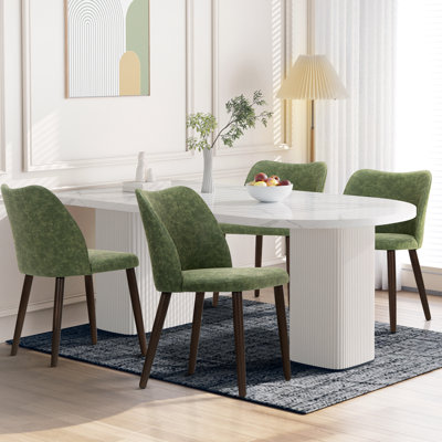 Upholstered Solid Wood Small Dining Chairs - Ergonomic Curve & Plush Padding for Multiple Spaces