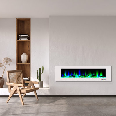 Cambridge Wall Mount Electric Fireplace Heater with Remote Control for Indoor Use in Living Room, Bedroom, Home Office