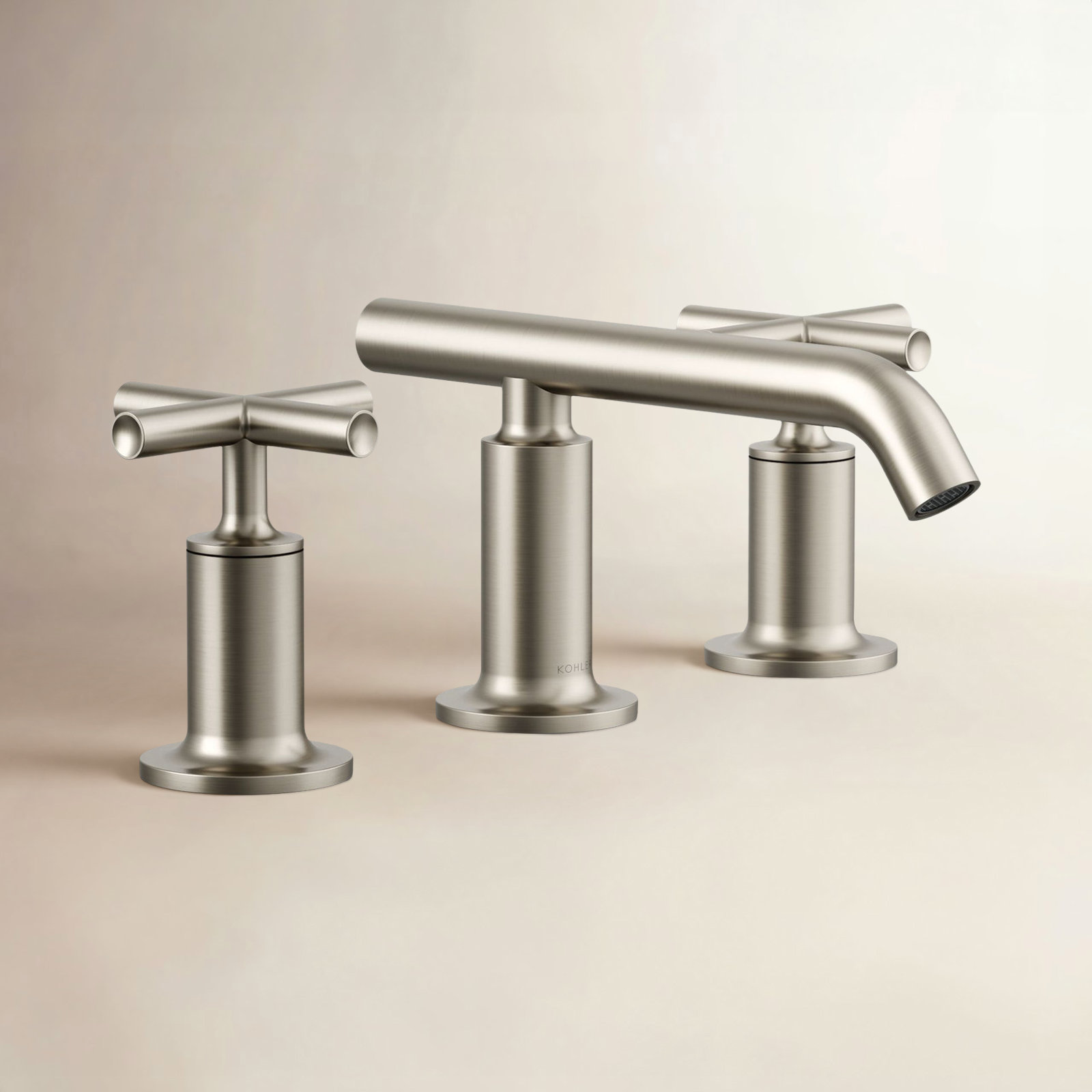 Purist Widespread Faucet with Low Cross Handles, Vibrant Brushed Nickel
