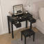 Bureau de coiffeuse multifonctionnel avec éclairage réglable à 3 niveaux avec miroir rabattable et rangement Table de maquillage profonde 15,75 po 2 tiroirs et 3 boîtes de rangement amovibles Bureau de bureau compact noir