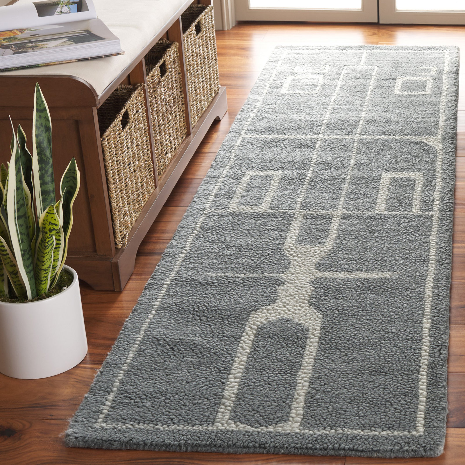 Murcia Hand-Woven Abstract Wool Rug, Runner 2'3" x 8'