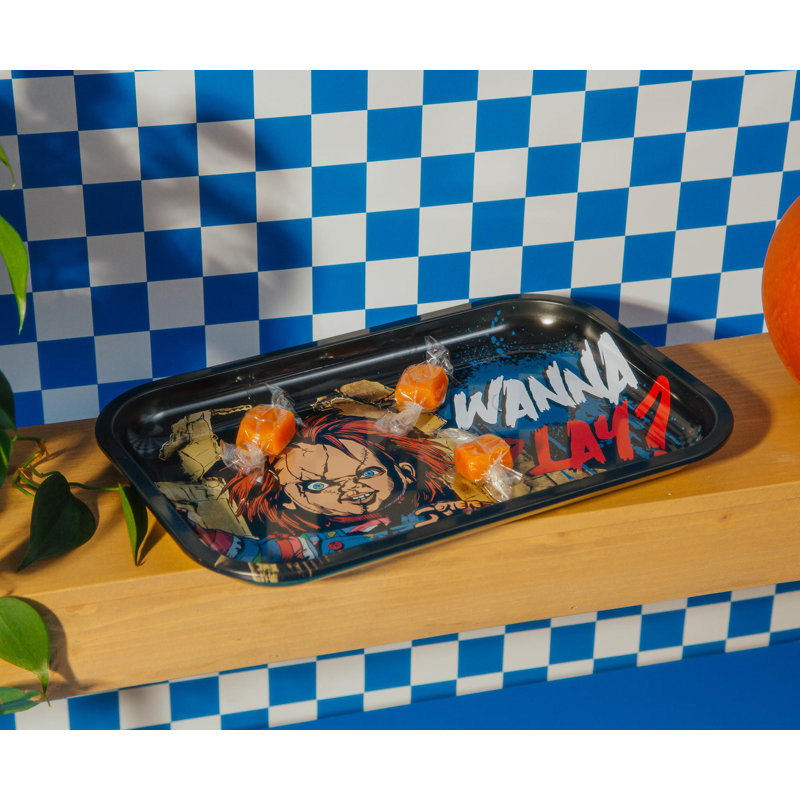 Child's Play Chucky «wanna Play?» Plateau en fer-blanc | 11 X 7 pouces