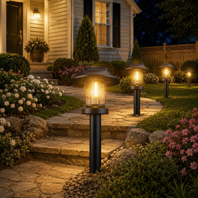 8-Pack Warm White Solar Garden Path Lights with 3 Lighting Modes, IP65 Waterproof and Solar-Powered Outdoor Landscape Lighting for Yard, Lawn, Walkway and Driveway