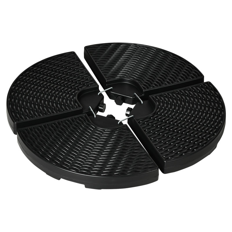 Poids de base de parasol d'extérieur - 4, jusqu'à 150 lb, noir, option de remplissage eau / sable, style similaire, lb toutes saisons Chargement, 4, remplissable, texture, utilisation