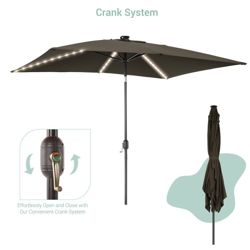 Sakira 72'' Lighted Market Umbrella, Taupe