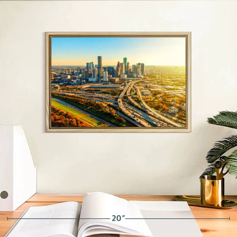 Golden Houston Highway, Cadre flottant en bois naturel, 13 po x 9 po